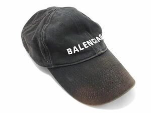 1円 BALENCIAGA バレンシアガ コットン100％ ベースボールキャップ 帽子 表記サイズ L 59cm レディース メンズ ブラック系 AS9155