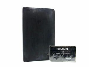 1円 CHANEL シャネル ココマーク バタフライカメリア レザー 二つ折り 長財布 ウォレット レディース ブラック系 AV8157