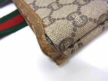 1円 GUCCI オールドグッチ ヴィンテージ シェリーライン グッチプラス PVC×レザー トートバッグ ショルダー ブラウン系 CD1678_画像8