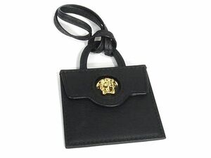 ■新品同様■ VERSACE ヴェルサーチ メデューサ レザー バッグモチーフ ミラー付き キーホルダー バッグチャーム ブラック系 AS9721