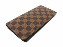 ■新品同様■ LOUIS VUITTON ルイヴィトン N60017 ダミエ ポルトフォイユ ブラザ 二つ折り 長財布 ウォレット ブラウン系 AX3744_画像2