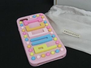 ■美品■ EMILIO PUCCI エミリオプッチ ラバー iPhone7.8.SE 対応 アイフォンケース スマホケース ピンク系×マルチカラー DD4260