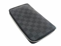 1円 LOUIS VUITTON ルイヴィトン N63077 ダミエグラフィット ジッピーオーガナイザー ラウンドファスナー ウォレット ブラック系 AX1190_画像2