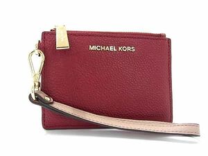 1円 ■新品■未使用■ MICHAEL KORS マイケルコース 32T8GF6P1T レザー カード入れ 名刺入れ 定期入れ マルチケース レッド系 AV9627