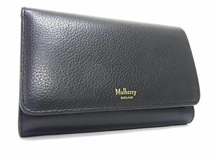 1円 ■美品■ MULBERRY マルベリー レザー 二つ折り 財布 ウォレット 小銭入れ 札入れ レディース ブラック系 AV8428