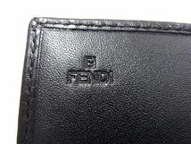 1円 FENDI フェンディ ズッカ柄 ズッキーノ キャンバス×レザー 二つ折り 長財布 ウォレット メンズ レディース ブラック系 AX4196_画像6