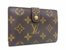 1円 LOUIS VUITTON ルイヴィトン モノグラム ヴィエノワ　USA がま口 二つ折り 財布 ウォレット レディース ブラウン系 AX4523_画像1