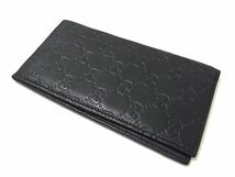 1円 ■美品■ GUCCI グッチ 224183 GG柄 グッチシマ レザー 二つ折り 長財布 ウォレット 札入れ メンズ ブラック系 AX4209_画像2