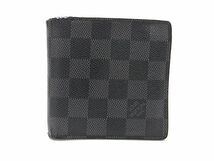 1円 LOUIS VUITTON ルイヴィトン N62664 ダミエグラフィット ポルトフォイユマルコ 二つ折り 財布 ウォレット ブラック系 FA2659_画像1