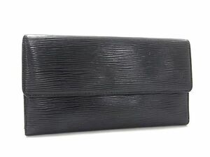 1円 ■美品■ LOUIS VUITTON ヴィトン M63382 エピ ポルトトレゾール インターナショナル 三つ折り 長財布 ウォレット ブラック系 FA2652