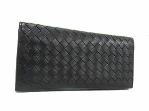 1円 BOTTEGA VENETA ボッテガヴェネタ イントレチャート レザー 二つ折り 長財布 ウォレット 札入れ カード入れ メンズ ブラック系 FA2339