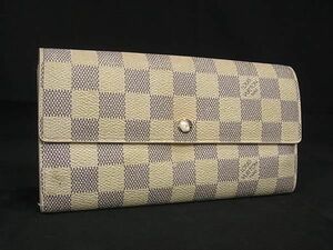 1円 LOUIS VUITTON ルイヴィトン N61735 ダミエアズール ポルトフォイユサラ 二つ折り 長財布 ウォレット アイボリー系 AY1222