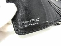 1円 JIMMY CHOO ジミーチュウ スタースタッズ レザー 二つ折り ラウンドファスナー 財布 ウォレット 小銭入れ 札入れ ブラック系 AY1239_画像6