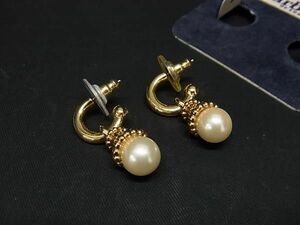 1円 ■極美品■ Burberrys バーバリーズ パール ピアス アクセサリー レディース ゴールド系 BI1359