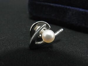 MIKIMOTO ミキモト 本真珠 アコヤ真珠 パール 約5mm ネクタイピン ピンブローチ アクセサリー シルバー系 DD1052