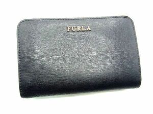 ■美品■ FURLA フルラ レザー 二つ折り 財布 ウォレット 小銭入れ 札入れ レディース ブラック系 DE1488