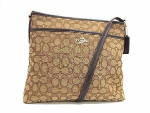 1円 ■美品■ COACH コーチ F58285 シグネチャー キャンバス クロスボディ ショルダーバッグ 斜め掛け レディース ブラウン系 BG7339