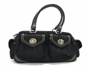 1円 ■美品■ COACH コーチ 6231 シグネチャー キャンバス×レザー ミニボストン ハンドバッグ レディース ブラック系 BJ0519