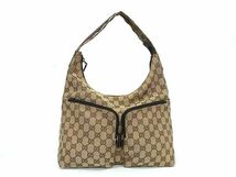 1円 GUCCI グッチ 001 3380 002214 GGキャンバス ハンドバッグ ワンショルダーバッグ 肩掛け レディース ブラウン系 BJ1208_画像1