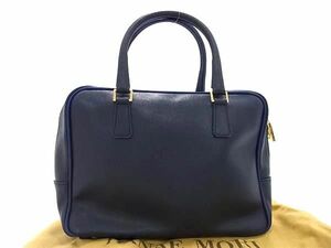 1円 ■極美品■ HANAE MORI ハナエモリ レザー トートバッグ ハンドバッグ レディース ネイビー系×ブルー系 BJ1222