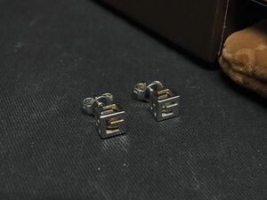 1円 ■美品■ GUCCI グッチ スクエア キューブ ピアス アクセサリー レディース メンズ シルバー系 FA2113