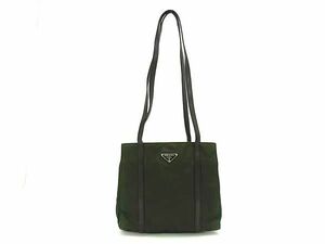 1円 PRADA プラダ テスートナイロン×レザー ハンドバッグ トートバッグ ショルダーバッグ 肩掛けかばん レディース カーキ系 CD1763