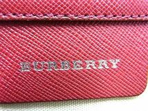 1円 BURBERRY バーバリー キャンバス×レザー チェック柄 ハンドバッグ トート レディース ベージュ系×レッド系 CD1748_画像6