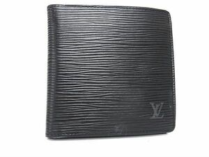 1円 ■美品■ LOUIS VUITTON ルイヴィトン M63542 エピ ポルトビエ カルトクレディ モネ 二つ折り 財布 ウォレット ブラック系 AW3858