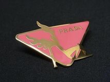 ■新品同様■ PRADA プラダ ピンバッジ ピンブローチ アクセサリー メンズ レディース ピンク系×ゴールド系 AS8234_画像1