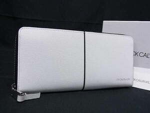 ■新品■未使用■ Calvin Klein カルバンクライン レザー ラウンドファスナー 長財布 ウォレット メンズ レディース ホワイト系 AS9580