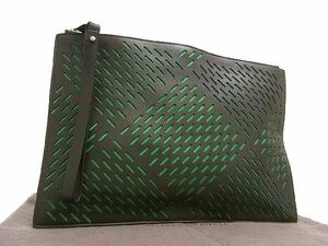 ■極美品■ BOTTEGA VENETA ボッテガヴェネタ レザー クラッチバッグ セカンドバッグ メンズ ダークグリーン系 AW3523