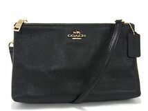 1円 ■美品■ COACH コーチ F38273 レザー クロスボディ ショルダーバッグ ポシェット 斜め掛け レディース ブラック系 FA2024_画像1