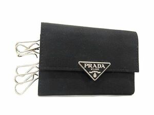 1円 ■美品■ PRADA プラダ テスートナイロン 6連 キーケース 鍵入れ メンズ レディース ブラック系 FA2992