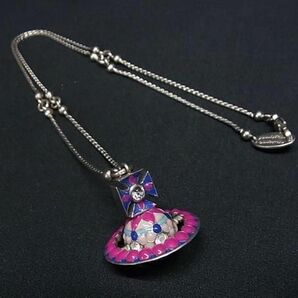 1円 ■美品■Vivienne Westwood ヴィヴィアン オーブ Balkan Folks 3D Small ラインストーン ネックレス アクセサリー シルバー系 AV9428の画像1