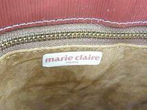 1円 ■美品■ marie claire マリクレール レザー クロスボディ ショルダーバッグ 斜め掛け 肩掛け レディース ボルドー系 BK0132_画像6