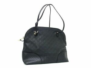 1円 GUCCI グッチ 323673 GG柄 グッチシマ レザー ハンドバッグ トート ショルダー レディース ブラック系 AZ1174