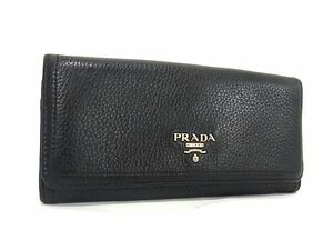 1円 PRADA プラダ レザー 二つ折り 長財布 ウォレット 小銭入れ 札入れ レディース メンズ ブラック系 FA2482