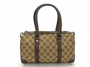 1円 ■美品■ GUCCI グッチ 000 0851 3444 GG柄 GGキャンバス×レザー ハンドバッグ トート ミニボストン レディース ブラウン系 BH1657