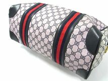 1円 GUCCI オールドグッチ ヴィンテージ シェリーライン GG柄 PVC×レザー ハンドバッグ ミニボストン レディース ブラック系 AX3025_画像4