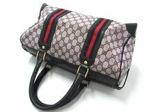 1円 GUCCI オールドグッチ ヴィンテージ シェリーライン GG柄 PVC×レザー ハンドバッグ ミニボストン レディース ブラック系 AX3025_画像3