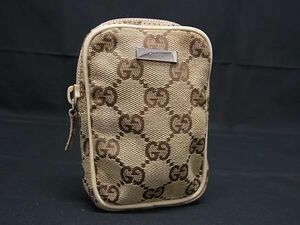 1円 ■極美品■ GUCCI グッチ 74245 GG柄 GGキャンバス ポーチ マルチケース 小物入れ レディース ブラウン系 FA2202