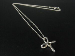 1円 ■美品■ TIFFANY＆Co ティファニー エルサペレッティ オープンクロス SV925 ネックレス アクセサリー シルバー系 AT1345