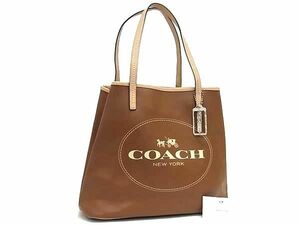 1円 ■美品■ COACH コーチ F31315 PVC×レザー トートバッグ ショルダーバッグ 肩掛けかばん レディース ブラウン系×ベージュ系 FA1625