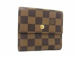 1円 ■美品■ LOUIS VUITTON ルイヴィトン N61652 ダミエ ポルトモネ ビエ カルトクレディ 三つ折り 財布 ウォレット ブラウン系 AW3798