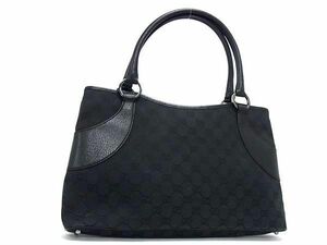 1円 ■美品■ GUCCI グッチ 113015 001013 GG柄 GGキャンバス×レザー トート ハンドバッグ レディース ブラック系 FC0527