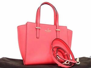 1円 ■美品■ kate spade ケイトスペード PXRU5491 レザー 2WAY クロスボディ ハンドバッグ トート ショルダー レッド系 FC0519