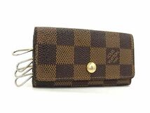 1円 LOUIS VUITTON ルイヴィトン N62631 ダミエ ミュルティクレ4 4連 キーケース 鍵入れ レディース メンズ ブラウン系 FA3272_画像1