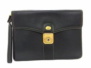 1円 ■美品■ dunhill ダンヒル レザー クラッチバッグ セカンドバッグ マルチケース メンズ ブラック系 BJ1378