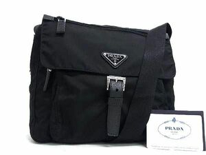 ■極美品■ PRADA プラダ 1BD994 テスートナイロン×サフィアーノレザー クロスボディ ショルダーバッグ レディース ブラック系 FA1305