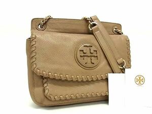 1円 ■美品■ TORY BURCH トリーバーチ マリオン レザー チェーン ショルダーバッグ 肩掛け レディース ベージュ系 BG7576